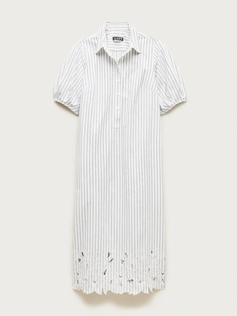 NWT J.Crew Embroidered Shirt-Dress in Striped Cotton Poplin – Size 2